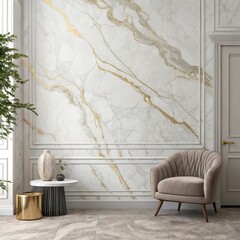 Sticker - Elegant Marble Wall With Shiny Texture and Modern Decor Accents. Generative AI