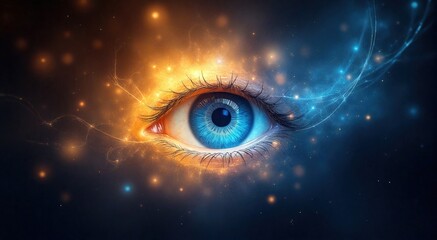 Wall Mural - Awakening the inner vision through mystical energy and sacred geometry under the cosmic glow of spirituality and self-discovery