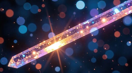 Wall Mural - Celestial crystal glowing in ethereal light while reflecting cosmic energy for inner peace and spiritual awakening
