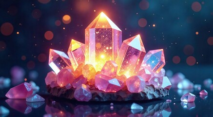 Wall Mural - Illuminate the spirit with radiant crystals showcasing vivid colors and ethereal light in a serene space dedicated to healing and self-discovery
