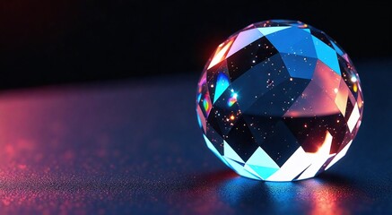 Wall Mural - Crystalline orb reflecting vibrant energies in a serene space for meditation and self-discovery