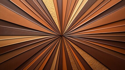 Poster - A vibrant array of textured brown materials radiating from a central point, showcasing various shades and patterns in a geometric design.