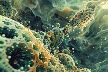 Poster - Exploring intricate cellular structures with vibrant colors highlighting the complexity of biological membranes and their functions