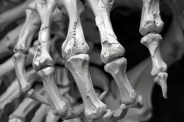 Poster - Detailed view of a human skeletal hand model highlighting individual bones and joints for anatomical study
