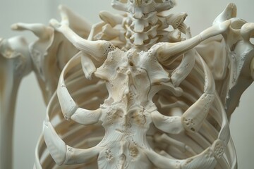 Poster - Artistic representation of a human spine and shoulder blades showcased in monochrome against a dark background