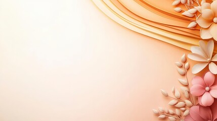 Poster - A soft, pastel background featuring delicate flowers and flowing curves, creating a serene and elegant aesthetic.