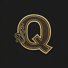 Sticker - Elegant Black and Gold Letter Q Design With Intricate Details for Premium Branding. Generative AI