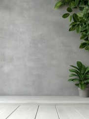 Wall Mural - Modern minimalist interior with plants and textured wall