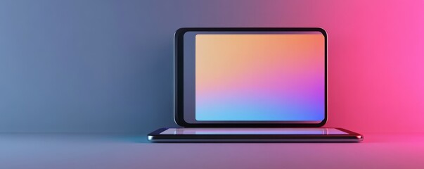Wall Mural - digital tablet mockup with layered screens, dynamic design, interactive showcase