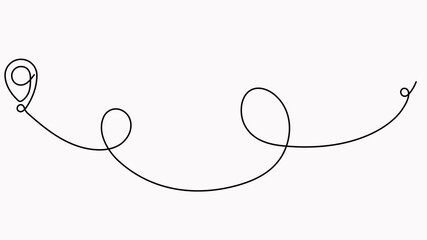 Poster - Path between two location markers continuous line drawing animation. Travel destination concept. GPS navigation symbol animated video.
