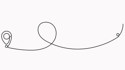 Poster - Path between two location markers continuous line drawing animation. Travel destination concept. GPS navigation symbol animated video.