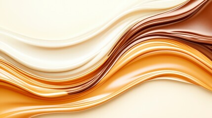 Poster - A smooth, flowing abstract design featuring shades of cream, beige, and brown, creating a warm and inviting visual texture.