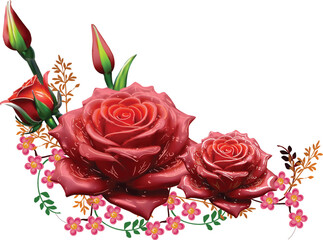 Wall Mural - decoration with two fine red roses