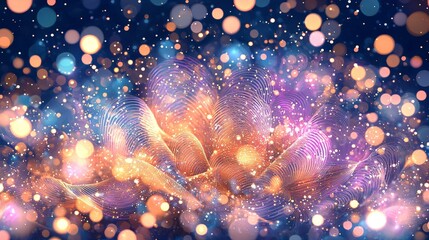 Poster - A vibrant, colorful abstract representation featuring glowing particles and light effects, creating a mesmerizing visual experience.