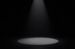 © Alena - On a black background, the spotlight shines down. Light source, artificial light