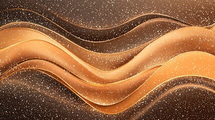 Poster - A mesmerizing abstract design featuring undulating waves of golden hues and sparkling textures against a dark background mocha mousse earthy tones