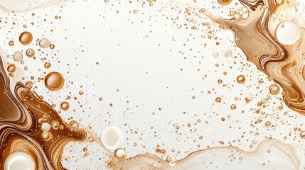 Poster - A swirling abstract design featuring creamy textures and bubbly patterns in shades of beige and brown mocha mousse earthy tones