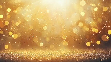 Poster - A shimmering golden background filled with bokeh lights, creating a magical and festive atmosphere.