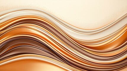 Poster - A flowing abstract design featuring warm tones of beige, gold, and brown, creating a sense of movement and elegance.