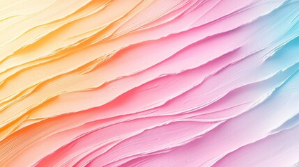 Poster - A vibrant, abstract design featuring layered waves of pastel colors, blending hues of pink, orange, and blue, creating an eye-catching visual effect.