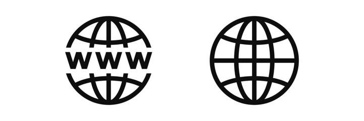Poster - web globe icon set. world icon vector global www internet sign , website icon for contact us icons	