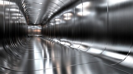 Poster - A sleek, metallic tunnel with reflective surfaces and smooth curves.