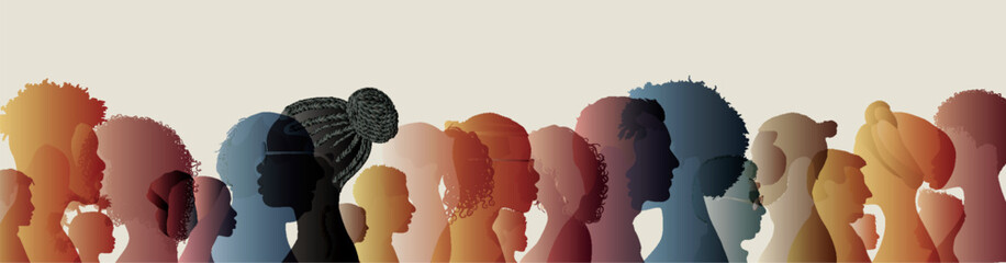 Wall Mural - Multicultural people in Profile. Men and Women from Diverse Cultures in side-view. People diversity. Racial equality anti-racism concept. Social inclusion. Community. Gender equality