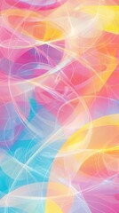 Poster - Intertwined pastel hues of pink, blue, and yellow create a dynamic composition of swirling shapes, forming an abstract background suitable for various design purposes