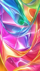Poster - Colorful abstract lines are flowing and creating dynamic shapes, forming a visually captivating abstract composition with vibrant colors and fluid forms