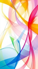 Poster - Flowing and waving, smooth and colorful abstract lines create a vibrant and dynamic composition against a clean white background, evoking energy and fluidity in design