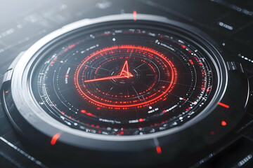 Poster - Futuristic red digital clock interface.