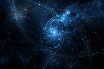 Wall Mural - mysterious dark blue particle design with glowing accents and a minimalistic layout