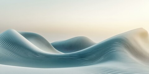 Poster - Abstract landscape of flowing lines and curves. AI.