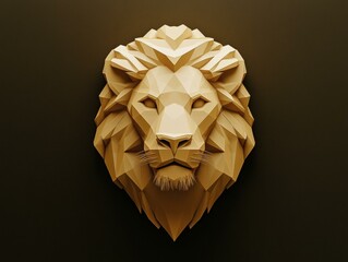 Canvas Print - Geometric lion head art. AI.