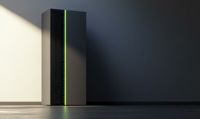 Poster - Sleek server unit with illuminated panel. AI.