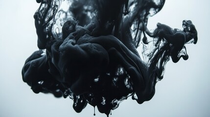 Canvas Print - A swirling black ink cloud suspended in water, creating a dramatic visual effect.