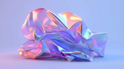 Canvas Print - A crumpled, iridescent material reflecting light in a soft gradient.