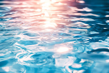 Wall Mural - the water is calm and clear, with a slight pink hue from the sun reflecting off the surface