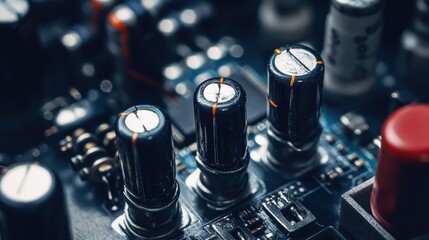Poster - Detailed Close-up of Electronic Components on a Circuit Board