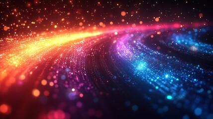 Poster - Colorful abstract digital background with glowing particles.