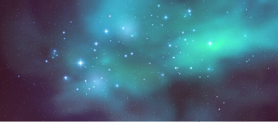 Wall Mural - Space vector background with realistic nebula and shining stars. Magic colorful galaxy with stardust