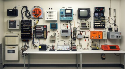 Poster - Vintage Electronic Equipment Display in a Laboratory Environment