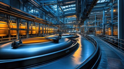 Poster - Modern Industrial Factory Interior with Machinery and Equipment