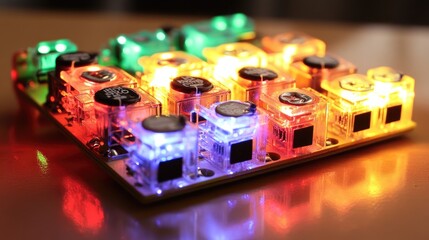 Poster - Colorful Electronic Circuit Board with Illuminated Components