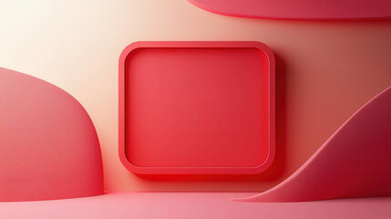 Poster - Modern Abstract Design in Red Featuring Rectangular Shape and Soft Curves