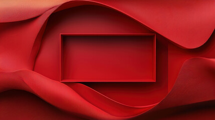 Poster - Modern Abstract Red Design with Rectangular Frame and Flowing Textures