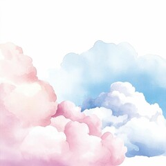 Poster - Captivating watercolor of wispy dreamy clouds with a soft pastel gradient and textured ethereal a tranquil and serene atmosphere