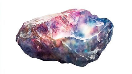 Sticker - Watercolor Painting of a Cosmic Gemstone