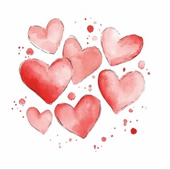 Poster - Vibrant watercolor abstract art featuring a collection of heart shapes in various shades of red  accented with striking splashes of color  symbolizing the beauty  emotion