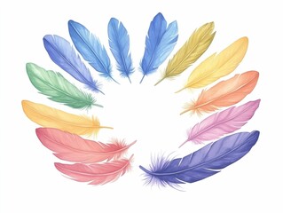 Poster - Ethereal Watercolor Feather A Dreamy of Natural Elegance with Floating Feathers  Airy Hues  and a Serene  Minimalist Aesthetic